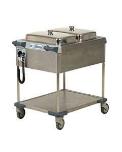 Au bain-marie wagen, 2x 1/1 GN, elektrisch 230V (Incl. inzetbakken en deksels)