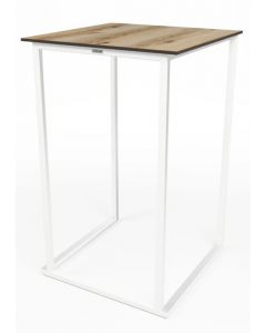 Kubo statafel wit met houtlook blad 70x70cm