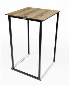 Kubo statafel zwart met houtlook blad 70x70cm