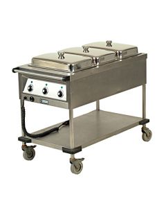 Au bain-marie wagen, 3x 1/1 GN, elektrisch 230V (incl. inlays en deksels)